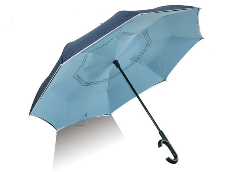 Guarda-chuva invertido de tecido duplo à prova de vento de cabeça para baixo